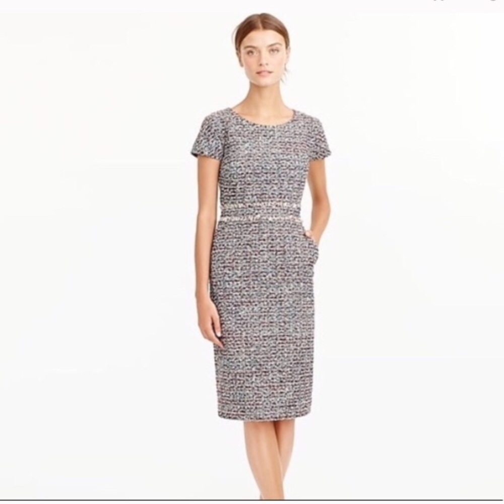 J.Crew Multi Color Shift Sparkle Tweed Dress Sz 6